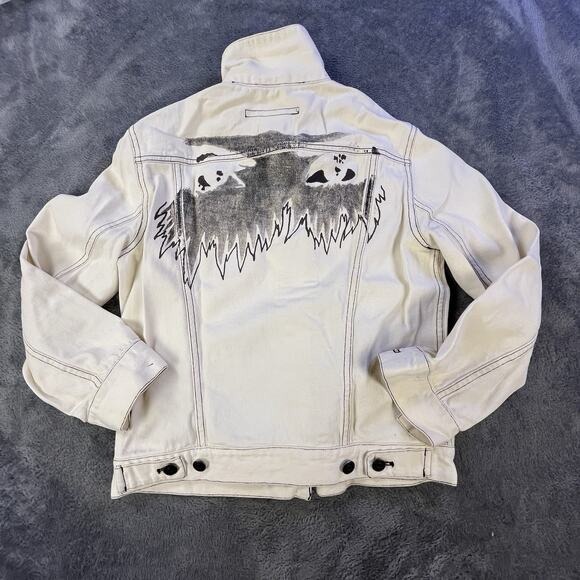 Marc Jacobs Denim Jacket Medium 2002 Archive Graphic Sketch Off White Y2K Jean - Picture 16 of 16